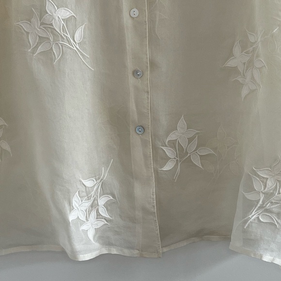 Kate Hill Woman 100% Silk Sheer Floral Romantic Long Sleeve Blouse Size 16W - Picture 3 of 13